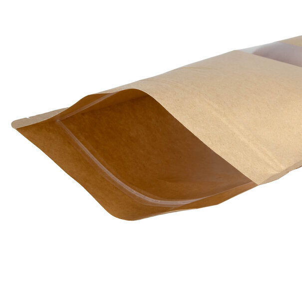 Sofort lieferbar 100x Standbodenbeutel mit Fenster Braun 16x27cm