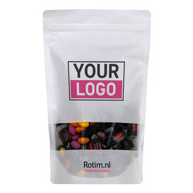 Standbodenbeutel bedrucken -Weiß mit Fenster 18x29cm