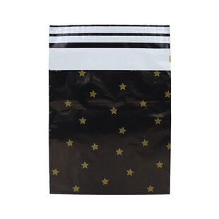100x Versandtaschen Black Stars Gold Medium