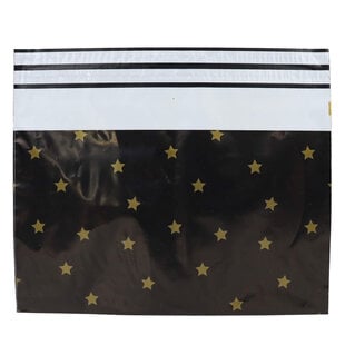 100x Versandtaschen Black Stars Gold Large