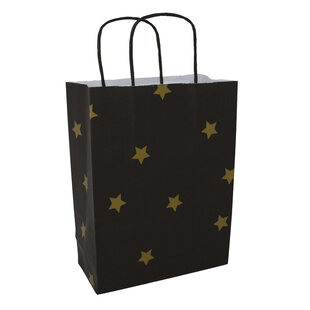 50x Papiertüten Black Stars Gold A5