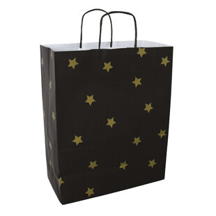 50x Papiertüten Black Stars Gold A4
