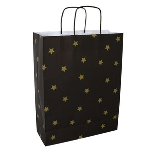 50x Papiertüten Black Stars Gold A3