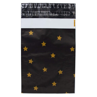 100x Versandtaschen Black Stars Gold Small