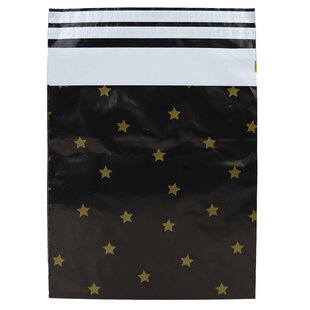 100x Versandtaschen Black Stars Gold Medium