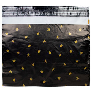 100x Versandtaschen Black Stars Gold XL