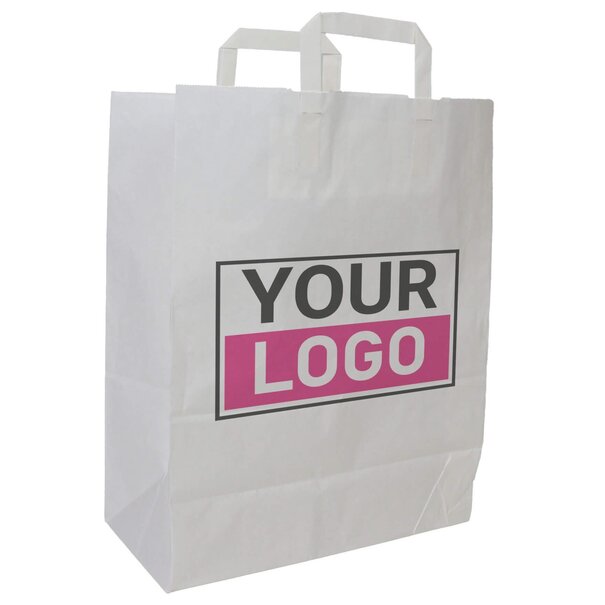 Lieferzeit ca. 5 Werktage Papiertüten L Weiß Kraftdruck