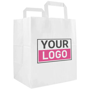 Budget Papiertüten M quadratisch  Weiß Kraftdruck