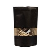 100x Standbodenbeutel mit Fenster Schwarz 11x18,5cm