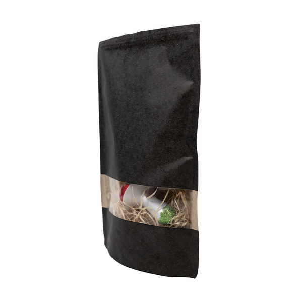 Sofort lieferbar 100x Standbodenbeutel mit Fenster Schwarz 16x27cm  Farbabweichung