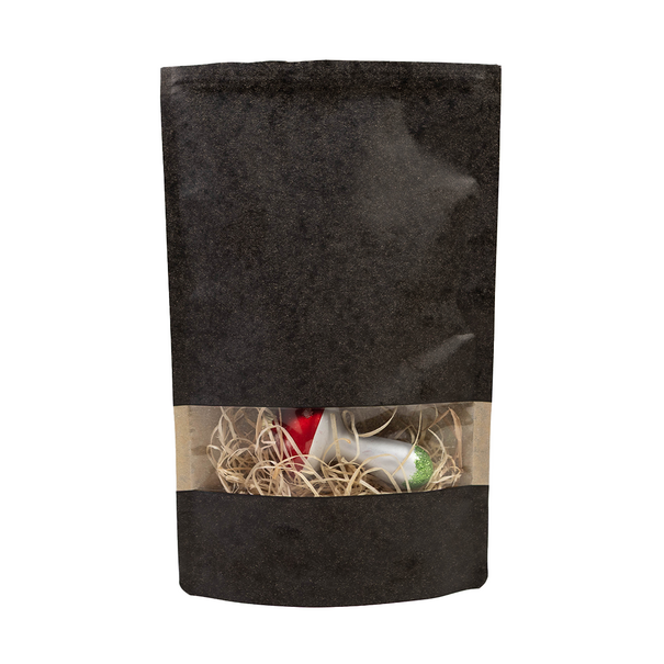 Sofort lieferbar 100x Standbodenbeutel mit Fenster Schwarz 16x27cm  Farbabweichung