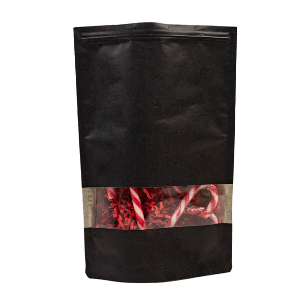 Sofort lieferbar 100x Standbodenbeutel mit Fenster Schwarz 18x29cm