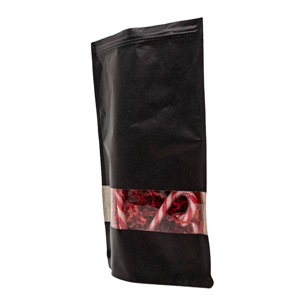 Sofort lieferbar 100x Standbodenbeutel mit Fenster Schwarz 18x29cm