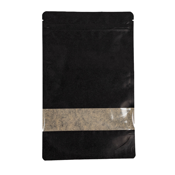 Sofort lieferbar 100x Standbodenbeutel mit Fenster Schwarz 18x29cm