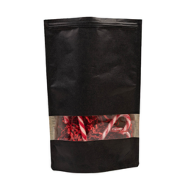 Sofort lieferbar 100x Standbodenbeutel mit Fenster Schwarz 16x27cm