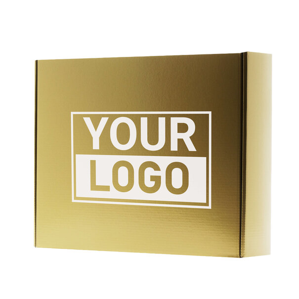Lieferzeit ca.10 Werktage Postkartons bedrucken Gold 350x280x80mm