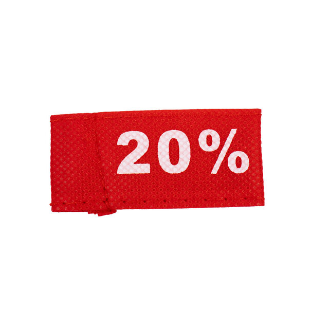 Sofort lieferbar 50x Kleidungsetiketten 3x6cm - 20% rot