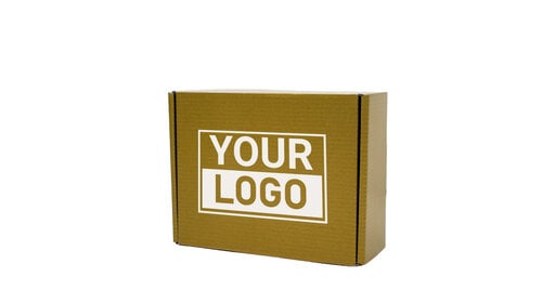 Postkartons bedrucken Gold 160x130x60mm