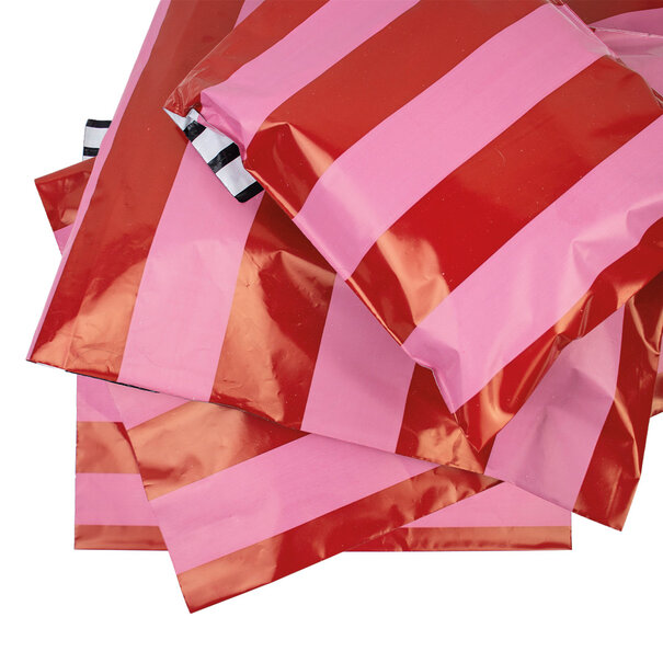 Sofort lieferbar 100x Versandtaschen Stripes Pink Large