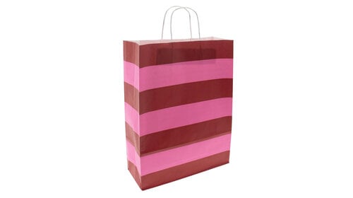 50x Papiertüten Stripes Pink A3
