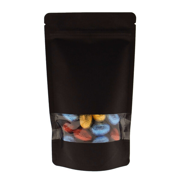 Sofort lieferbar 100x Standbodenbeutel mit Fenster Schwarz 13x22,5cm