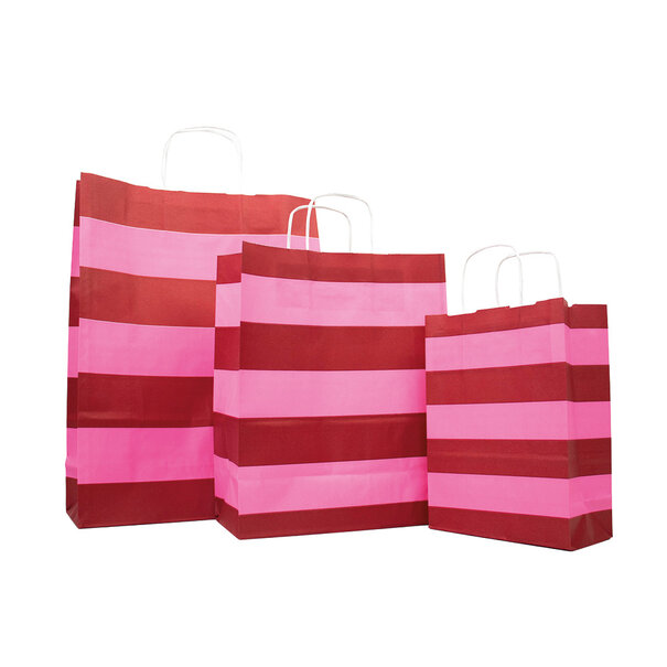 Sofort lieferbar 50x Papiertüten Stripes Pink A5