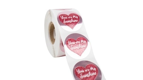 500x Aufkleber 'You are my sunshine' Rosa Glitzer 50mm