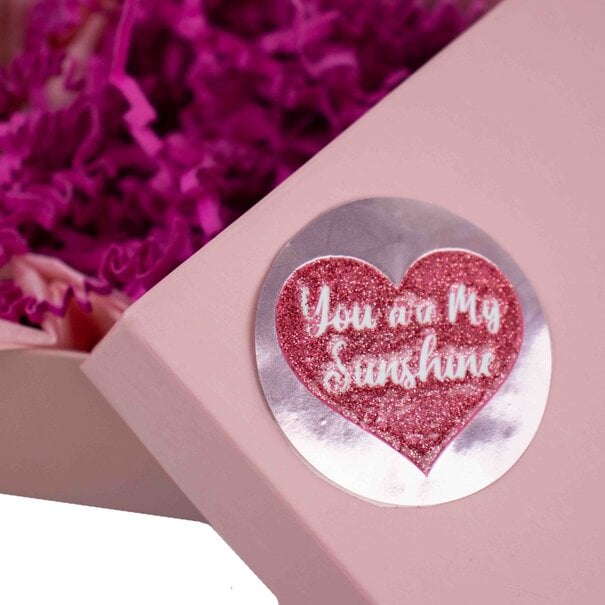 Sofort lieferbar 500x Aufkleber 'You are my sunshine' Rosa Glitzer 50mm