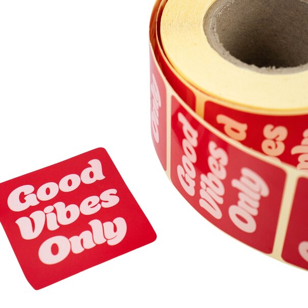 Sofort lieferbar 500x Aufkleber 'Good vibes only' sortiert Rosa-Rot 50mm