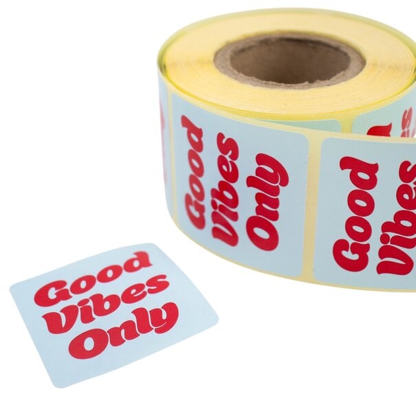 Sofort lieferbar 500x Aufkleber 'Good vibes only' Blau-Rot 50mm