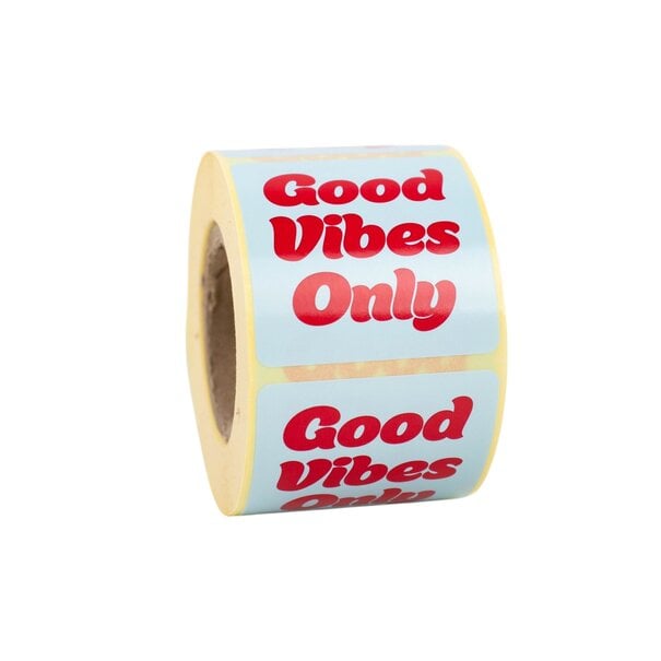 Sofort lieferbar 500x Aufkleber 'Good vibes only' Blau-Rot 50mm