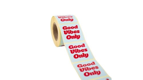 500x Aufkleber 'Good vibes only' Blau-Rot 50mm