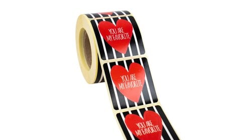 500x Aufkleber 'You are my favorite' Rot-Schwarz-Weiß 50mm