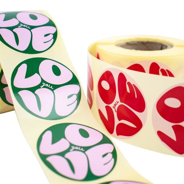 Sofort lieferbar 500x Aufkleber 'Love you' Rosa-Rot 50mm