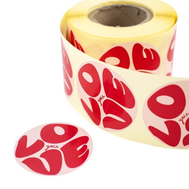 Sofort lieferbar 500x Aufkleber 'Love you' Rosa-Rot 50mm