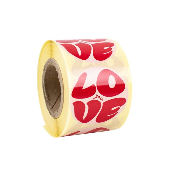Sofort lieferbar 500x Aufkleber 'Love you' Rosa-Rot 50mm