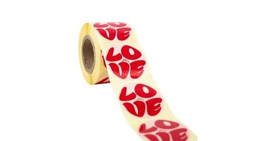500x Aufkleber 'Love you' Rosa-Rot 50mm