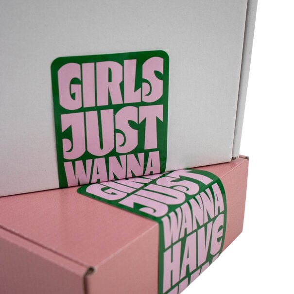 Sofort lieferbar 100x Verschlussaufkleber 'Girls Just wanna have fun' Rosa