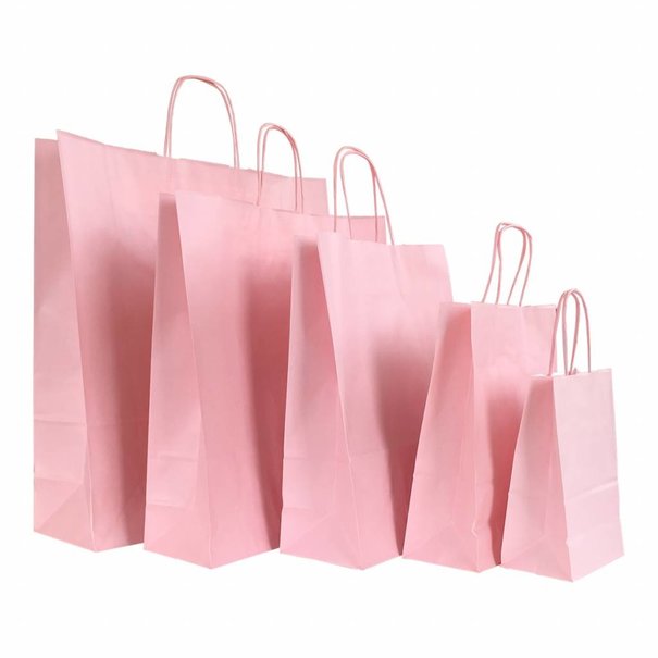 Levering uit voorraad 50x Papieren tassen Zacht Roze in verschillende formaten
