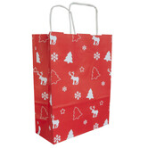 50x papieren Kersttasjes A5 Rood-Wit