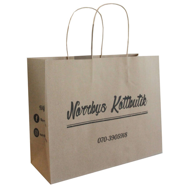 Levertijd ca.10 werkdagen Papieren tassen Bruin 31x12x25cm zwart bedrukt