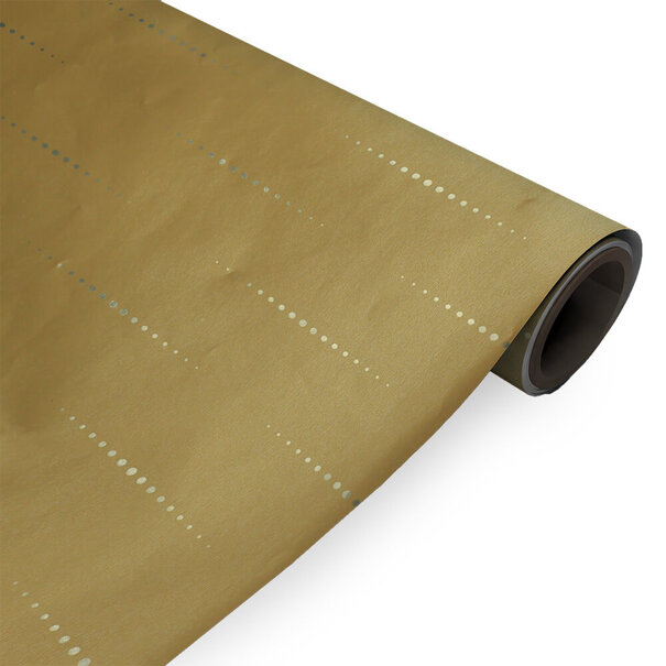 Levertijd ca. 5 werkdagen Inpakpapier Metallic Drops Goud 50cm x 100mtr