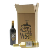 Wijndoos 'Save water' + gratis 2-fles inlay