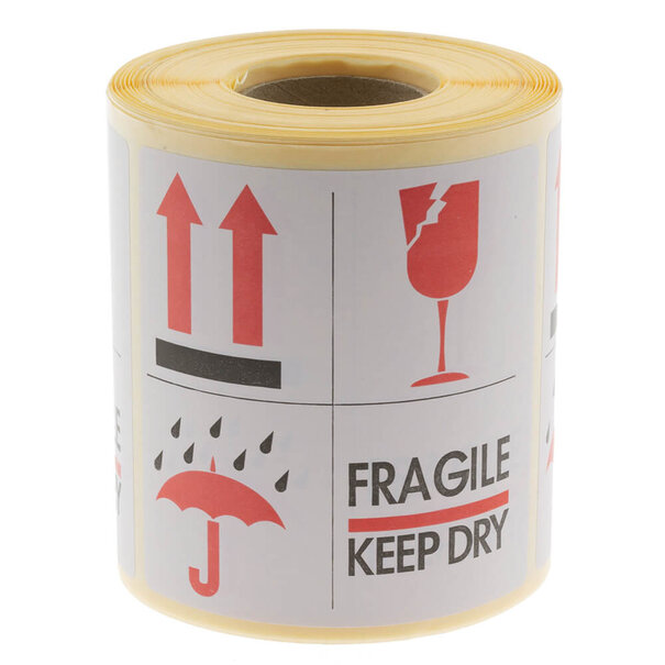 Levering uit voorraad 500x Etiket 'Fragile/Keep dry'