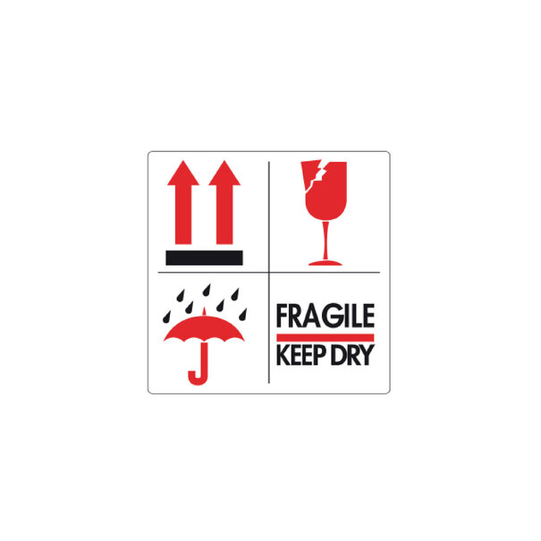 Levering uit voorraad 500x Etiket 'Fragile/Keep dry'