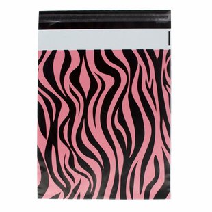 100x verzendzakken Zebra Roze Medium Staand