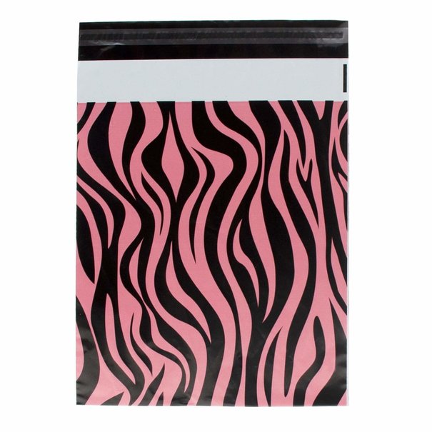 Levering uit voorraad 100x verzendzakken Zebra Roze Medium Staand