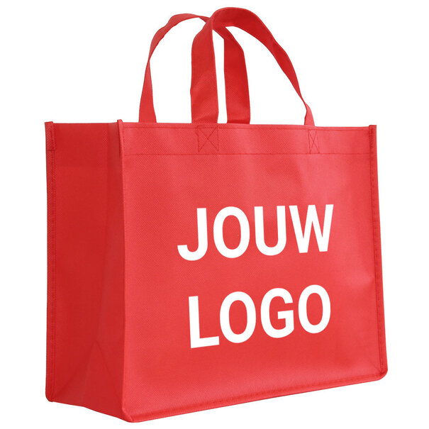 Spoedlevering: Levertijd ca. 7 werkdagen Shopper bedrukken Rood non woven 32x12x25cm - Spoed