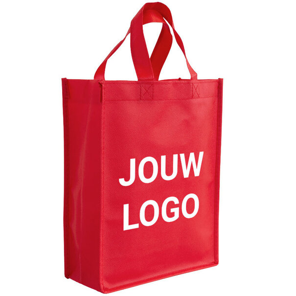 Spoedlevering: Levertijd ca. 7 werkdagen Shopper bedrukken Rood non woven 24x10x30cm - Spoed