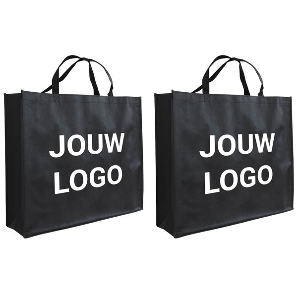 Spoedlevering: Levertijd ca. 7 werkdagen Shopper bedrukken Zwart non woven 54x14x45cm - Spoed